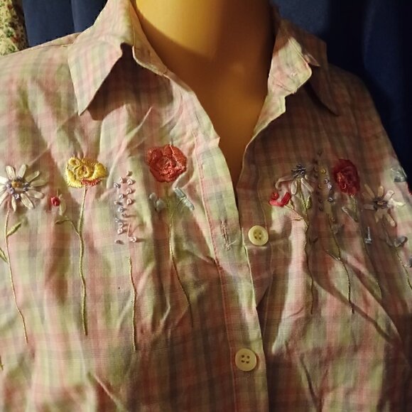 Napa Valley Pastel Plaid  Long Sleeve Shirt - Size Small - Picture 2 of 5